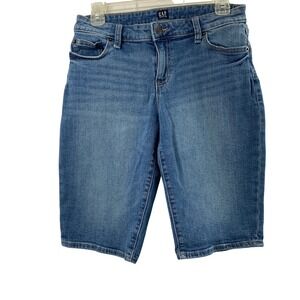 Gap Bermuda Jean Shorts Womens Size27 Medium Wash Denim Stretch 11.5" Inseam